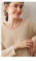 Cashmere Effortless V-Neck – Timeless Loose Elegance - Sainiya Eco Wear