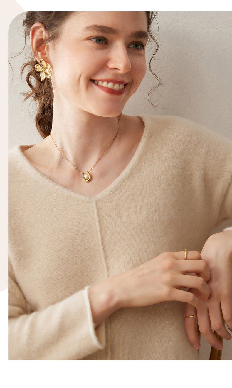 Cashmere Effortless V-Neck – Timeless Loose Elegance - Sainiya Eco Wear