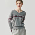 Cashmere Fair Isle Snowflake V-Neck – Cozy Nordic Dream - Sainiya Eco Wear