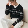 Cashmere Fair Isle Snowflake V-Neck – Cozy Nordic Dream - Sainiya Eco Wear