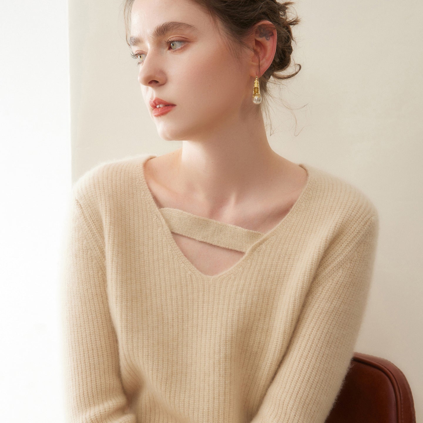 Cashmere Korean Slim V-Neck – Lab-Certified Silky Perfection - Sainiya Eco Wear