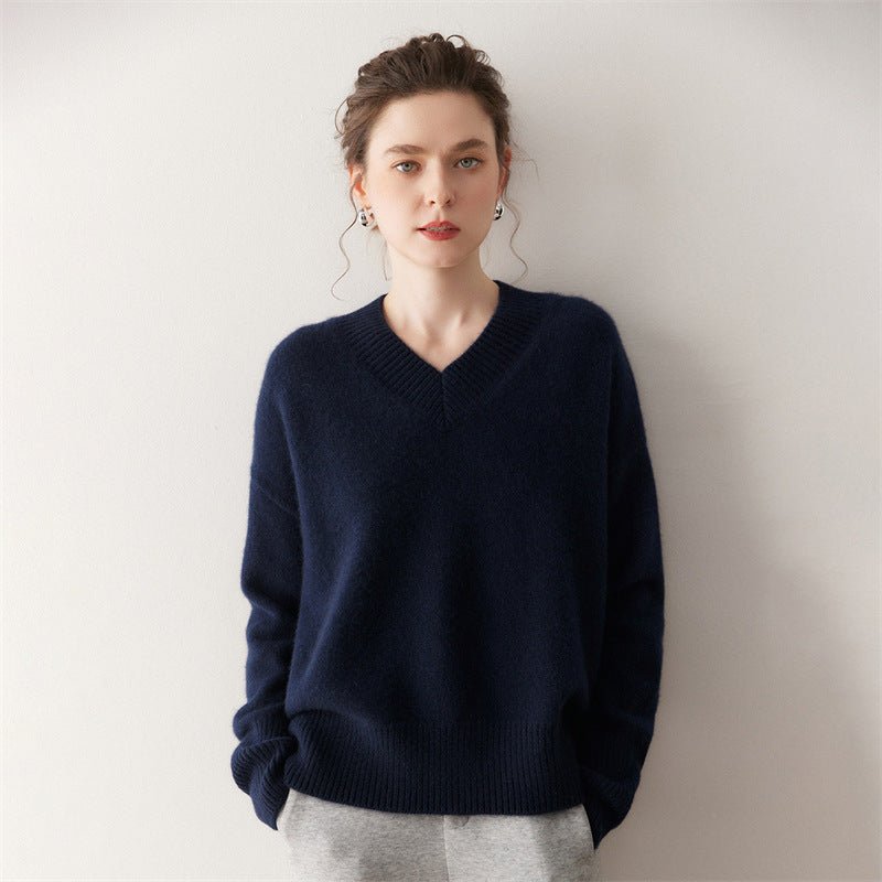 Cashmere Oversized Lazy V-Neck – Effortless Cozy Perfection - Sainiya Eco Wear