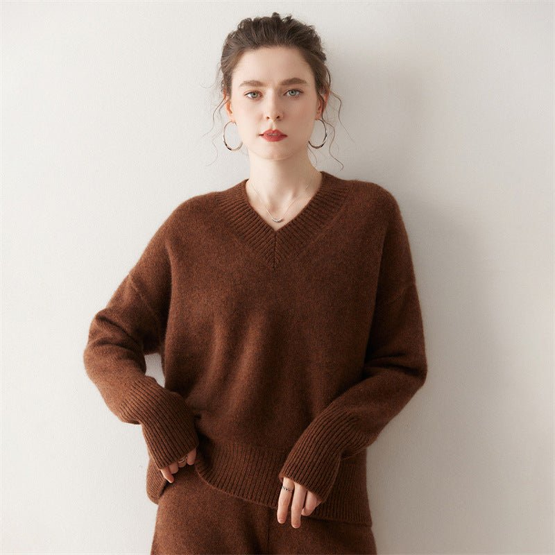 Cashmere Oversized Lazy V-Neck – Effortless Cozy Perfection - Sainiya Eco Wear