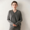 Cashmere Oversized Lazy V-Neck – Effortless Cozy Perfection - Sainiya Eco Wear