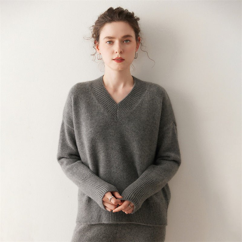 Cashmere Oversized Lazy V-Neck – Effortless Cozy Perfection - Sainiya Eco Wear