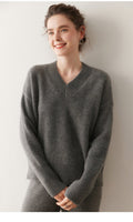 Cashmere Oversized Lazy V-Neck – Effortless Cozy Perfection - Sainiya Eco Wear