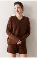 Cashmere Oversized Lazy V-Neck – Effortless Cozy Perfection - Sainiya Eco Wear