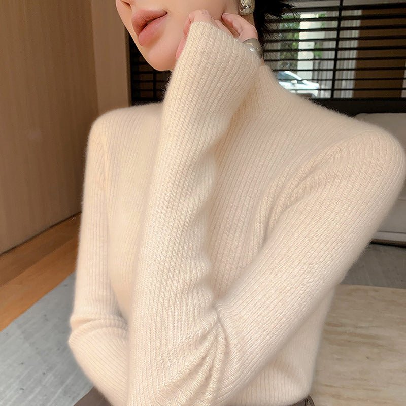 Cashmere Seamless Slim Half-Turtleneck – Second-Skin Softness - Sainiya Eco Wear