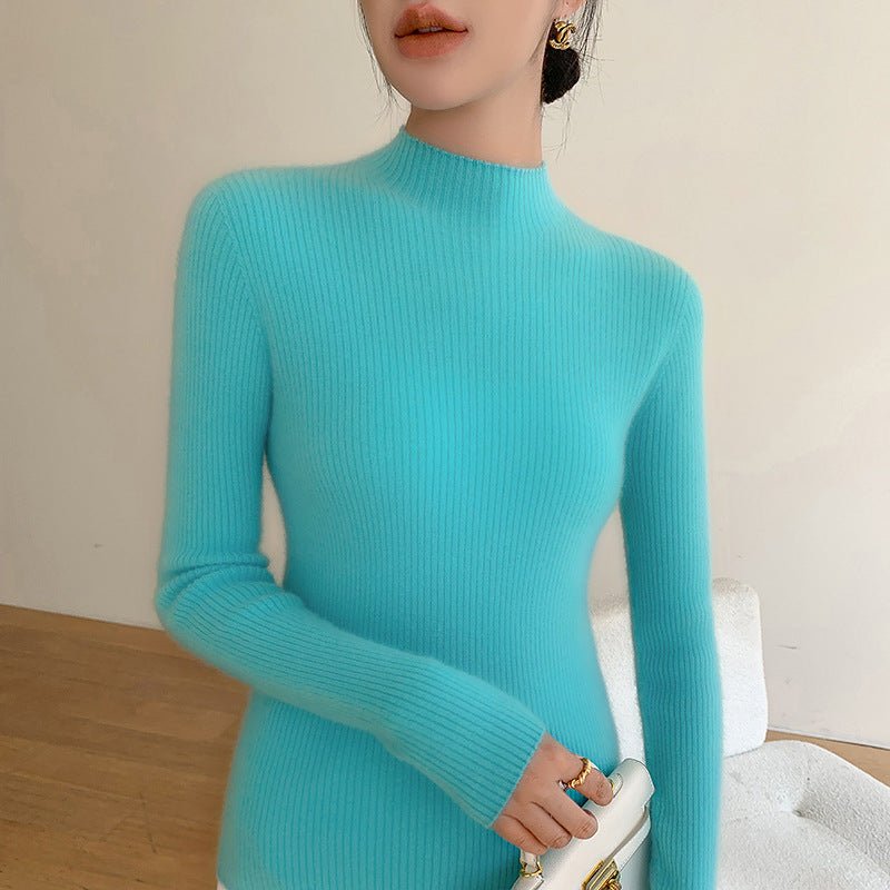Cashmere Seamless Slim Half-Turtleneck – Second-Skin Softness - Sainiya Eco Wear