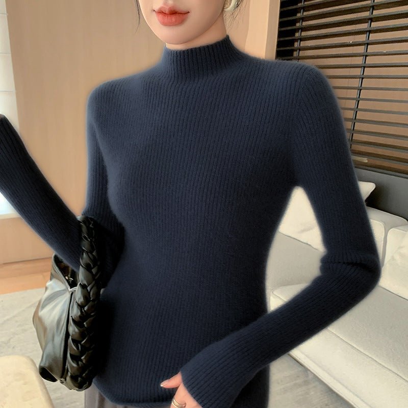 Cashmere Seamless Slim Half-Turtleneck – Second-Skin Softness - Sainiya Eco Wear