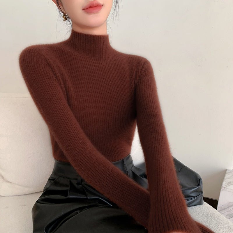 Cashmere Seamless Slim Half-Turtleneck – Second-Skin Softness - Sainiya Eco Wear