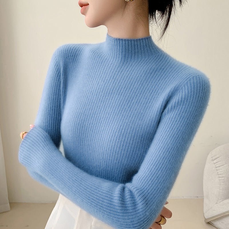Cashmere Seamless Slim Half-Turtleneck – Second-Skin Softness - Sainiya Eco Wear