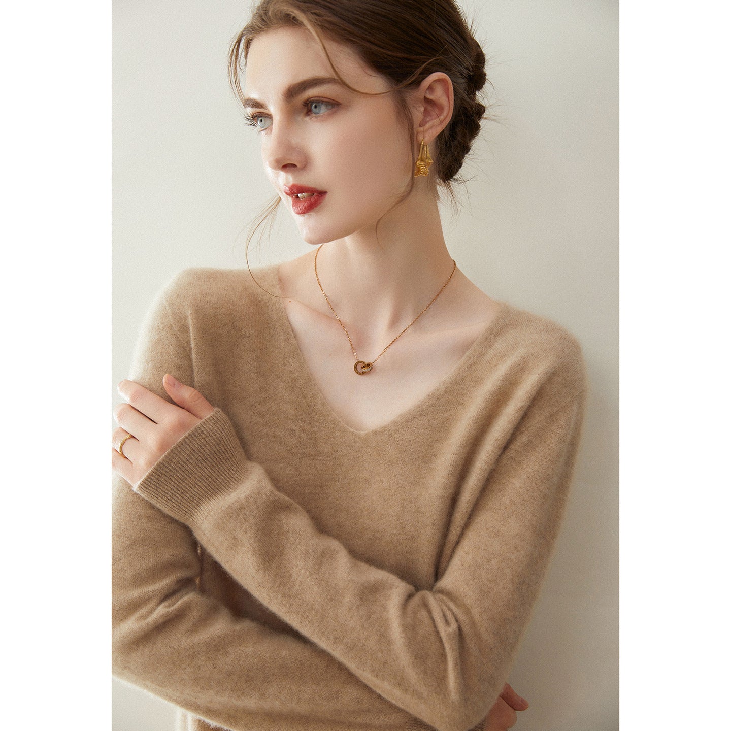 Cashmere Seamless Whisper-Soft V-Neck – Barely-There Luxury - Sainiya Eco Wear