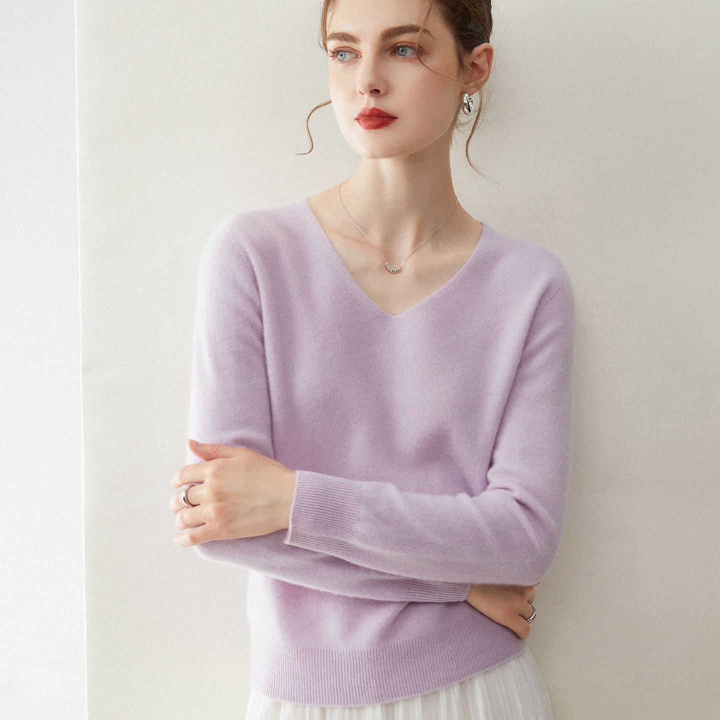 Cashmere Seamless Whisper-Soft V-Neck – Barely-There Luxury - Sainiya Eco Wear