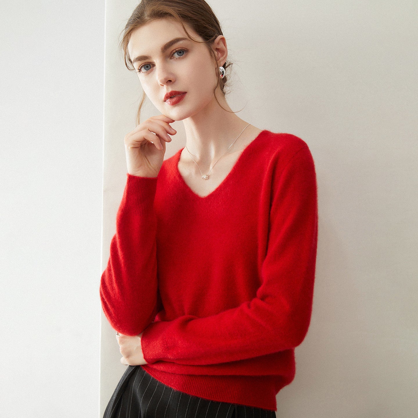 Cashmere Seamless Whisper-Soft V-Neck – Barely-There Luxury - Sainiya Eco Wear