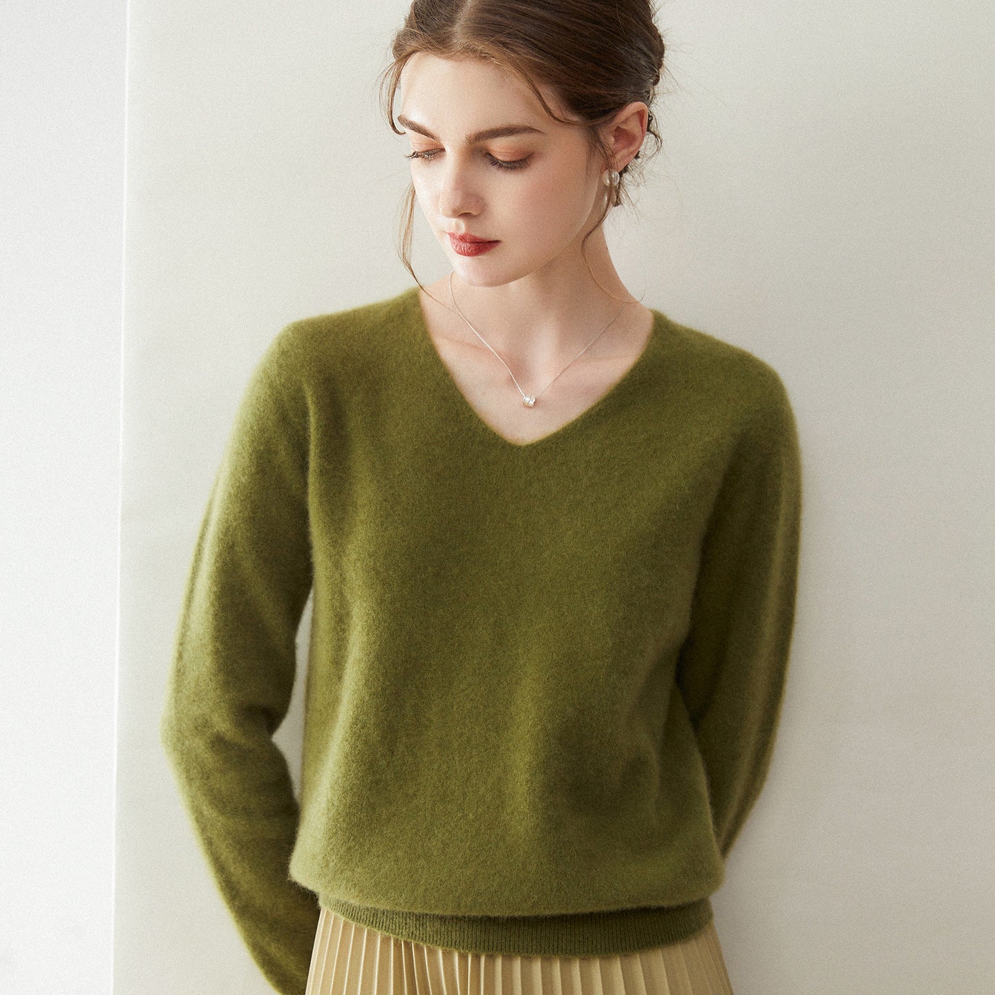 Cashmere Seamless Whisper-Soft V-Neck – Barely-There Luxury - Sainiya Eco Wear