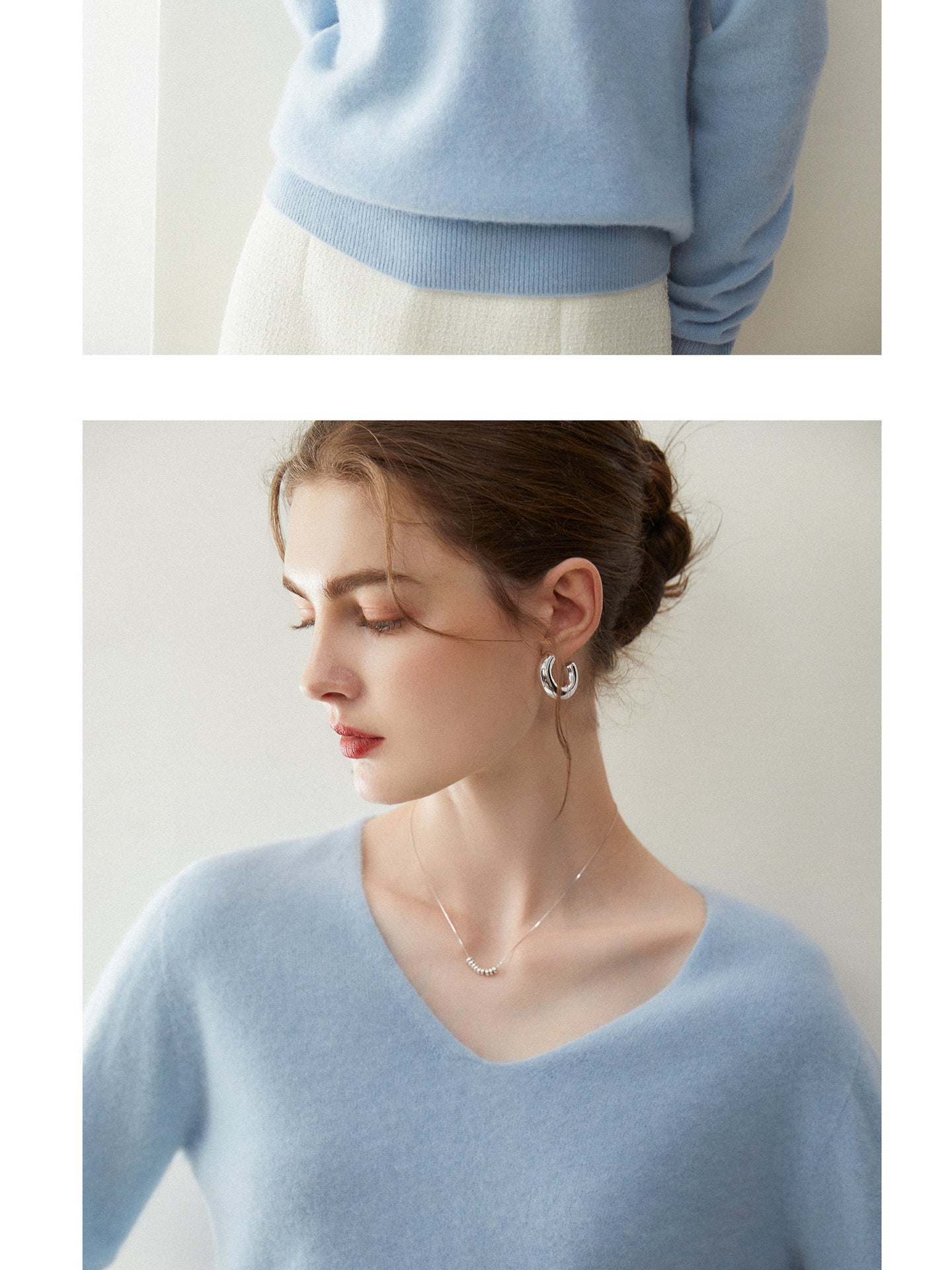 Cashmere Seamless Whisper-Soft V-Neck – Barely-There Luxury - Sainiya Eco Wear