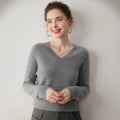 Cashmere V-Neck Women’s Knit Top – Soft, Warm, Slimming Fall/Winter Layer - Sainiya Eco Wear