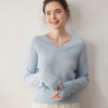 Cashmere V-Neck Women’s Knit Top – Soft, Warm, Slimming Fall/Winter Layer - Sainiya Eco Wear