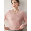 Cashmere V-Neck Women’s Knit Top – Soft, Warm, Slimming Fall/Winter Layer - Sainiya Eco Wear