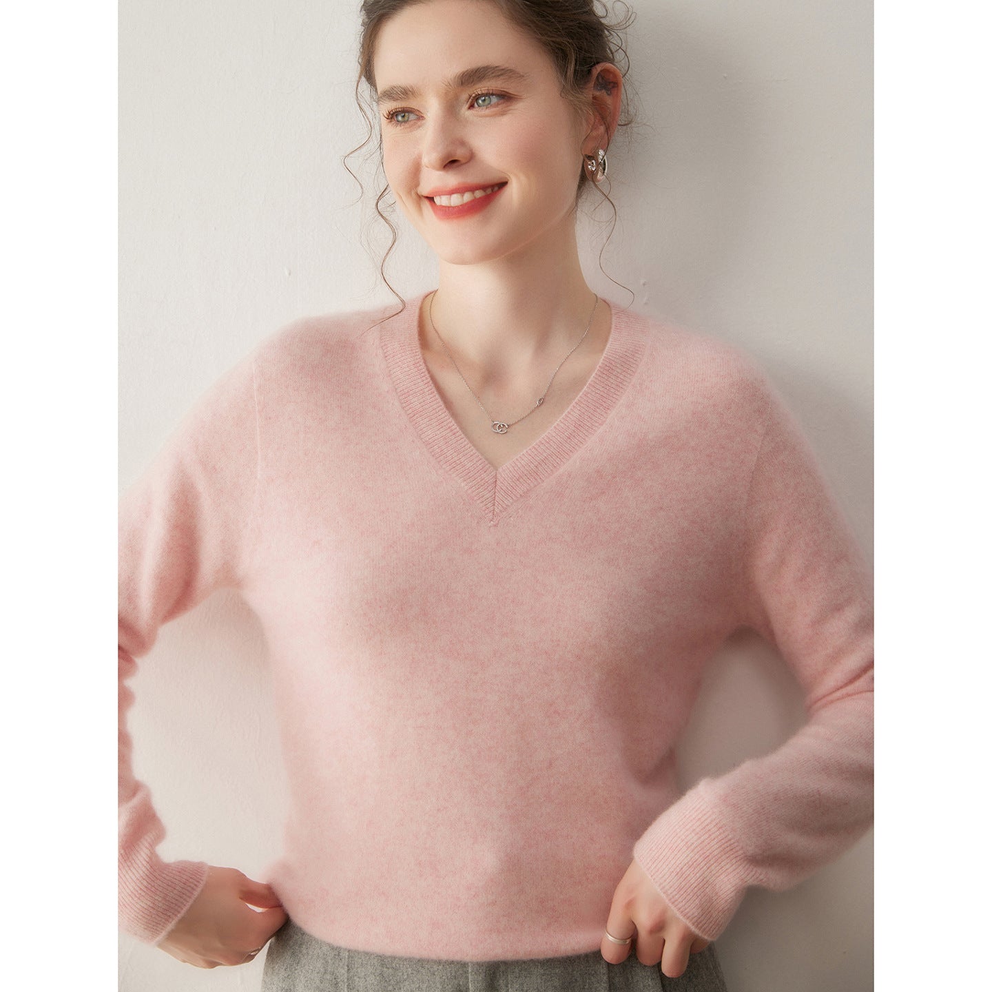 Cashmere V-Neck Women’s Knit Top – Soft, Warm, Slimming Fall/Winter Layer - Sainiya Eco Wear