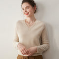 Cashmere V-Neck Women’s Knit Top – Soft, Warm, Slimming Fall/Winter Layer - Sainiya Eco Wear