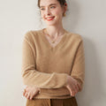 Cashmere V-Neck Women’s Knit Top – Soft, Warm, Slimming Fall/Winter Layer - Sainiya Eco Wear