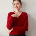 Cashmere V-Neck Women’s Knit Top – Soft, Warm, Slimming Fall/Winter Layer - Sainiya Eco Wear