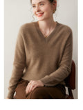 Cashmere V-Neck Women’s Knit Top – Soft, Warm, Slimming Fall/Winter Layer - Sainiya Eco Wear