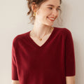 Cashmere V-Neck Women’s Sweater – 100% Pure Soft Knit Half-Sleeve Top - Sainiya Eco Wear
