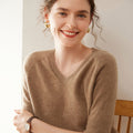 Cashmere V-Neck Women’s Sweater – 100% Pure Soft Knit Half-Sleeve Top - Sainiya Eco Wear