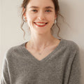 Cashmere V-Neck Women’s Sweater – 100% Pure Soft Knit Half-Sleeve Top - Sainiya Eco Wear
