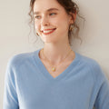 Cashmere V-Neck Women’s Sweater – 100% Pure Soft Knit Half-Sleeve Top - Sainiya Eco Wear