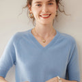 Cashmere V-Neck Women’s Sweater – 100% Pure Soft Knit Half-Sleeve Top - Sainiya Eco Wear