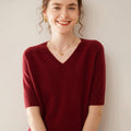 Cashmere V-Neck Women’s Sweater – 100% Pure Soft Knit Half-Sleeve Top - Sainiya Eco Wear