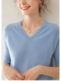 Cashmere V-Neck Women’s Sweater – 100% Pure Soft Knit Half-Sleeve Top - Sainiya Eco Wear