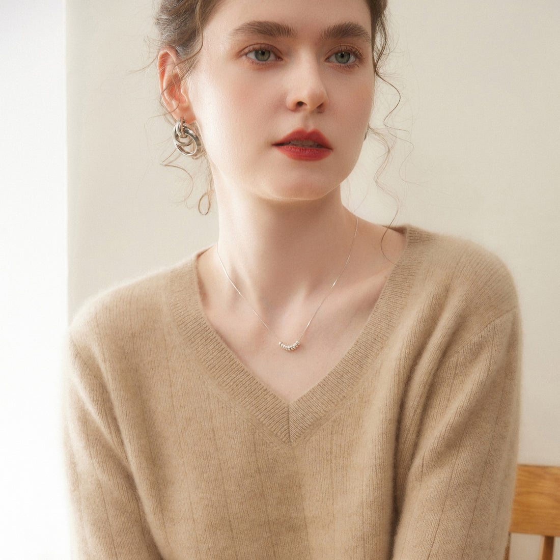 Cashmere V-Neck Women’s Sweater – 100% Pure Soft Knit - Sainiya Eco Wear