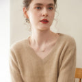 Cashmere V-Neck Women’s Sweater – 100% Pure Soft Knit - Sainiya Eco Wear
