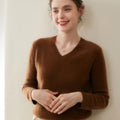 Cashmere V-Neck Women’s Sweater – 100% Pure Soft Knit - Sainiya Eco Wear