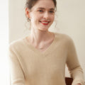 Cashmere V-Neck Women’s Sweater – 100% Pure Soft Knit - Sainiya Eco Wear