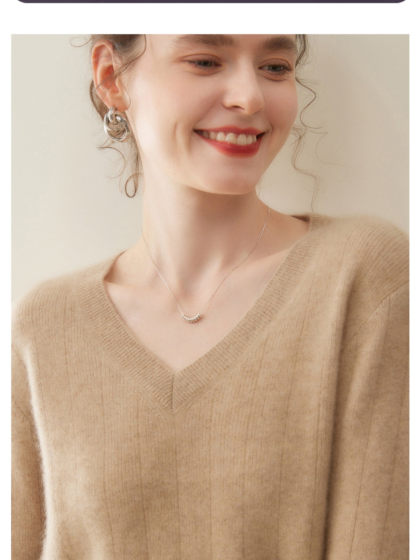 Cashmere V-Neck Women’s Sweater – 100% Pure Soft Knit - Sainiya Eco Wear