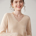 Cashmere V-Neck Women’s Sweater – 100% Pure Soft Slim Loose Knit - Sainiya Eco Wear