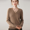 Cashmere V-Neck Women’s Sweater – 100% Pure Soft Slim Loose Knit - Sainiya Eco Wear