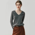 Cashmere V-Neck Women’s Sweater – 100% Pure Soft Slimming Knit - Sainiya Eco Wear