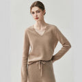 Cashmere V-Neck Women’s Sweater – 100% Pure Soft Slimming Knit - Sainiya Eco Wear