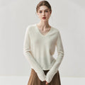 Cashmere V-Neck Women’s Sweater – 100% Pure Soft Slimming Knit - Sainiya Eco Wear