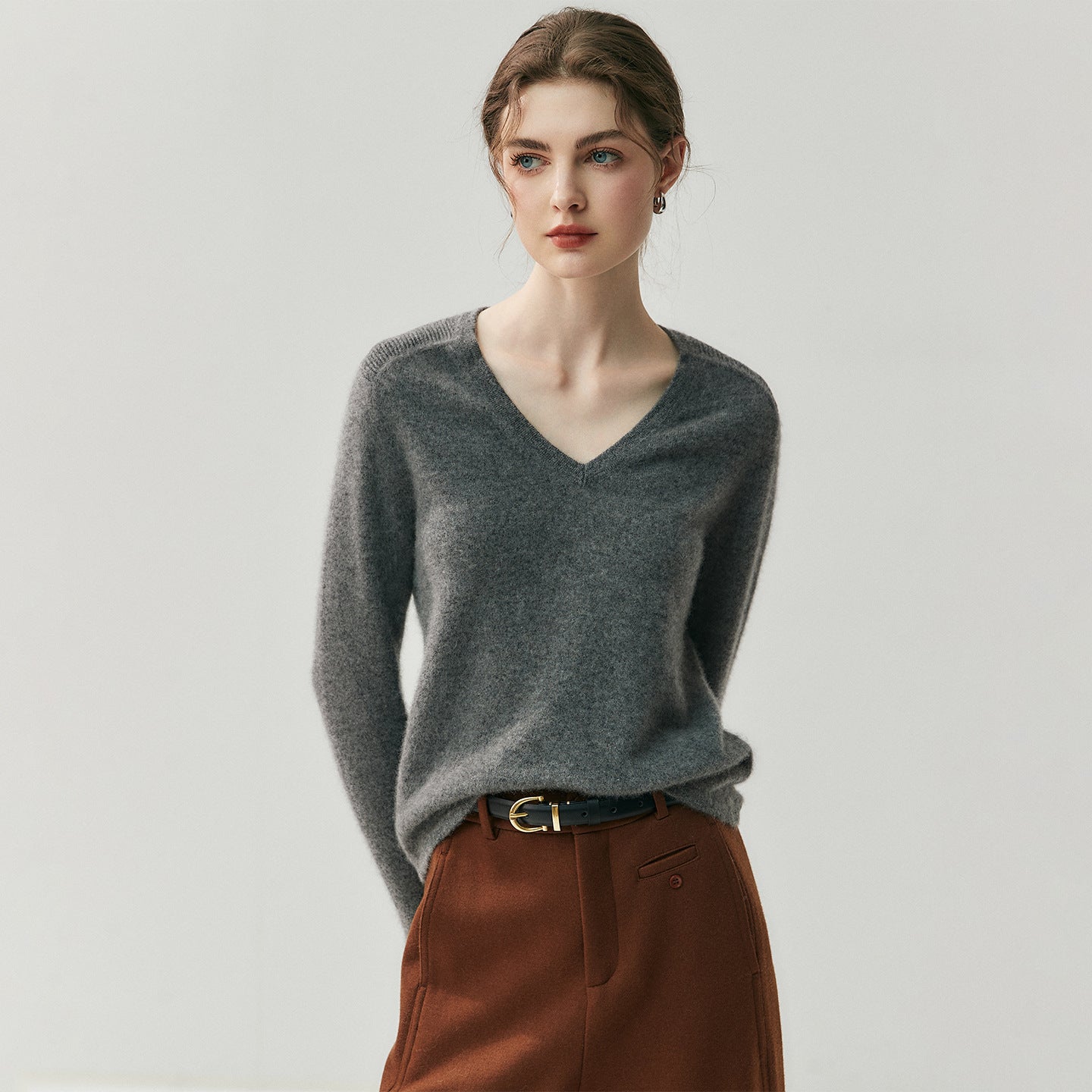 Cashmere V-Neck Women’s Sweater – 100% Pure Soft Slimming Knit - Sainiya Eco Wear