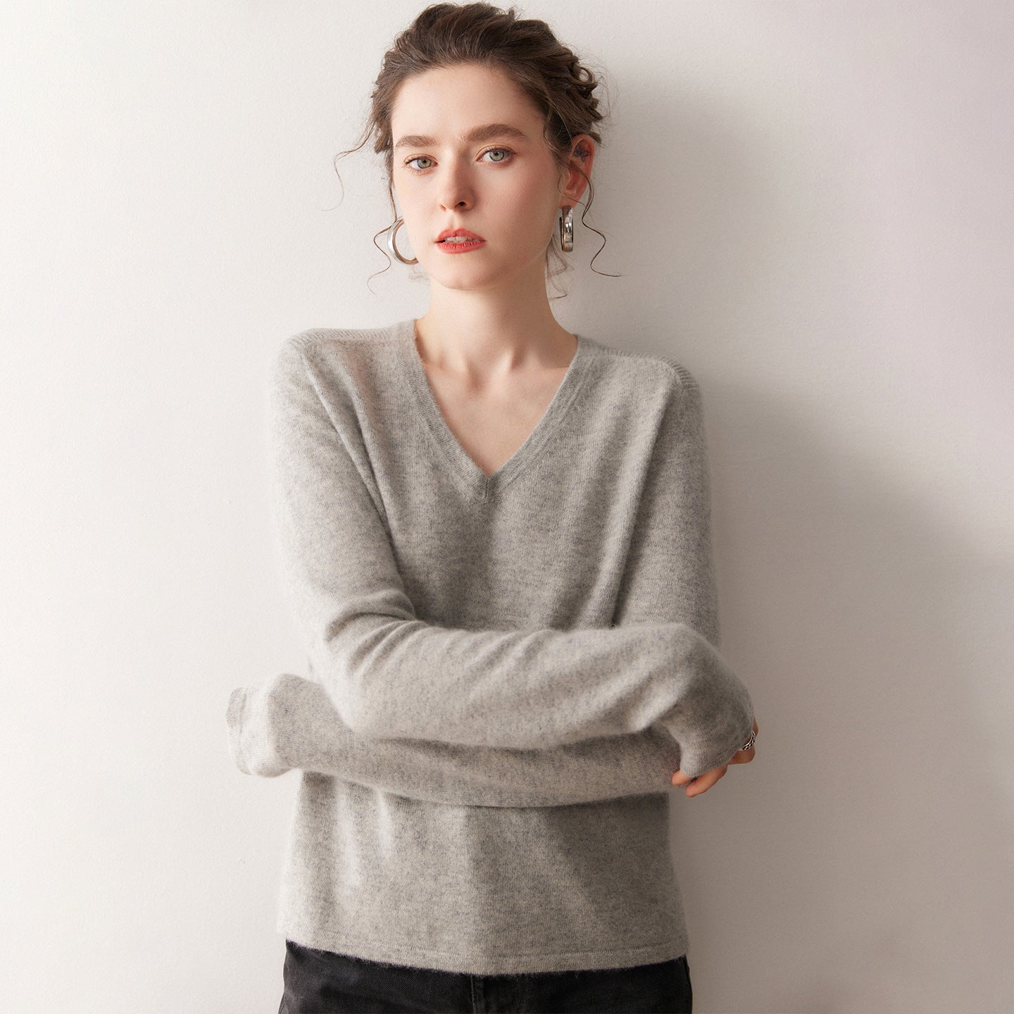 Cashmere V-Neck Women’s Sweater – 100% Pure Soft Slimming Knit - Sainiya Eco Wear