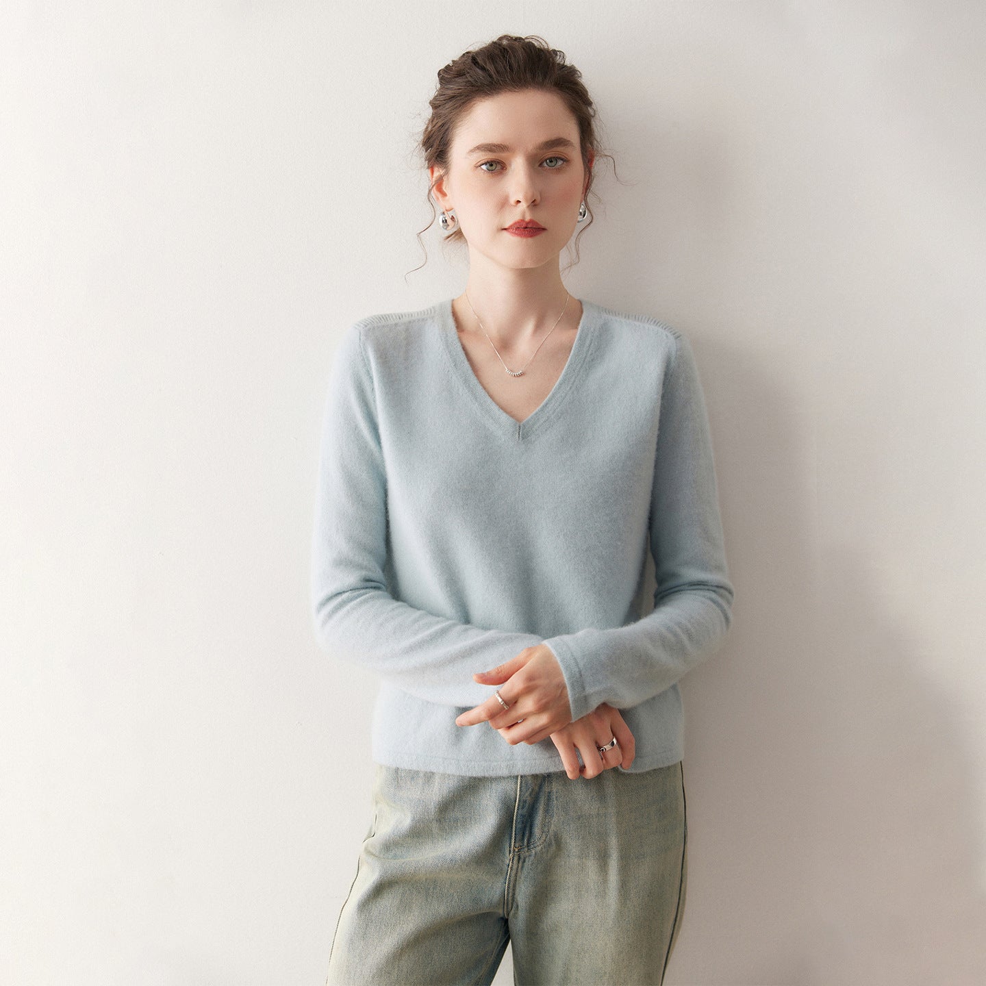 Cashmere V-Neck Women’s Sweater – 100% Pure Soft Slimming Knit - Sainiya Eco Wear