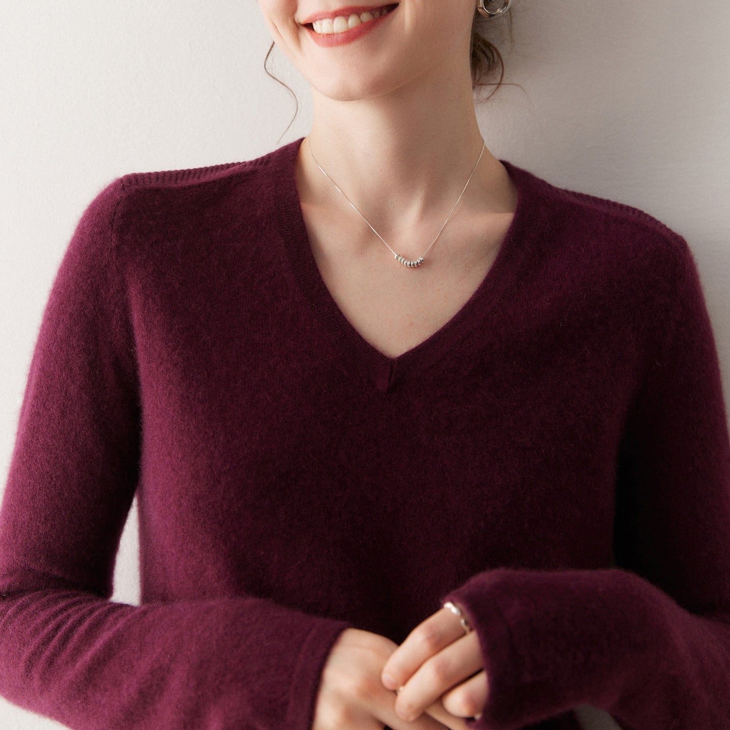 Cashmere V-Neck Women’s Sweater – 100% Pure Soft Slimming Knit - Sainiya Eco Wear